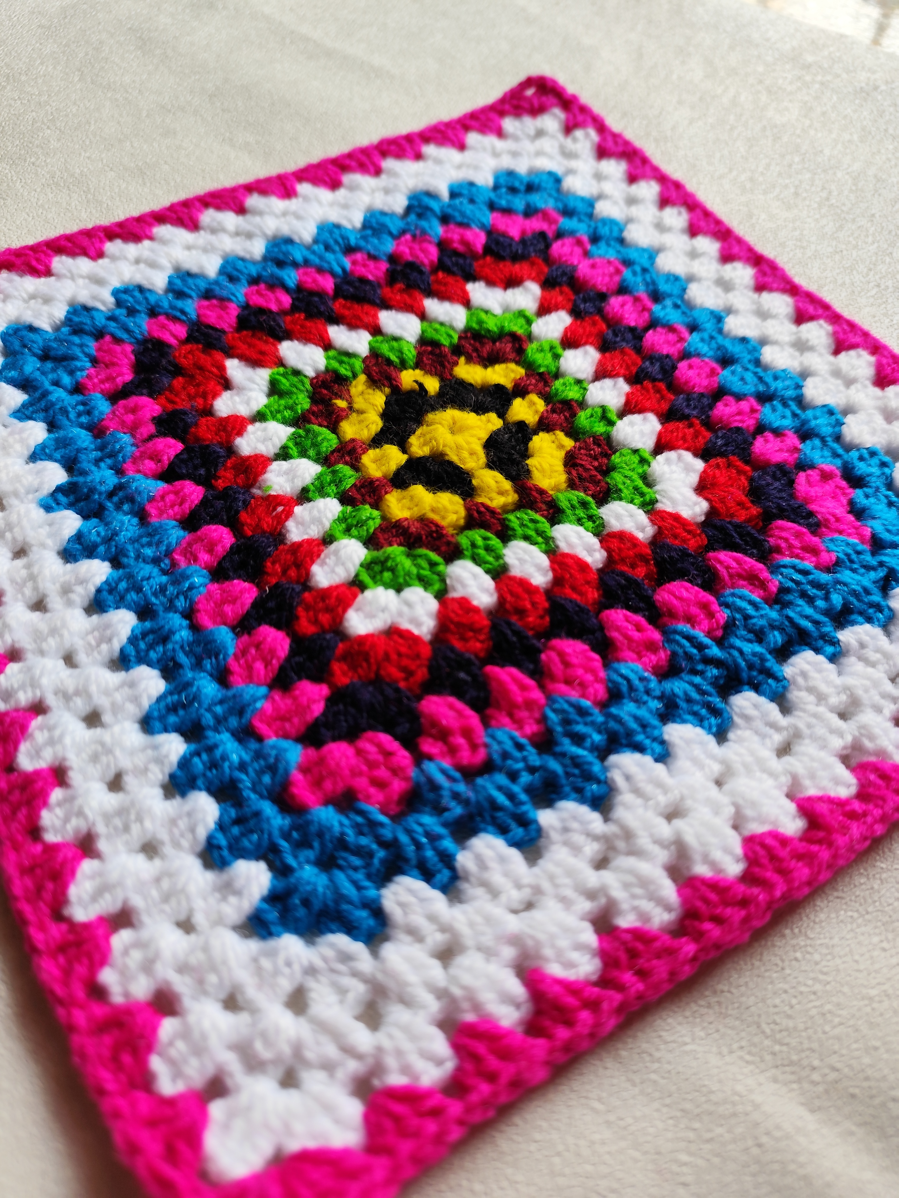 Thumbnail of Multicolor crochet granny square table mat or thalposh 2